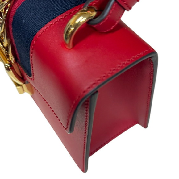 Gucci Sylvie Shoulder Bag Leather Red Mini - Picture 6 of 7